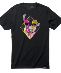 Super7 Mighty Morphin Power Rangers T-Shirt - Pink And Yellow Power Rangers Movies & TV