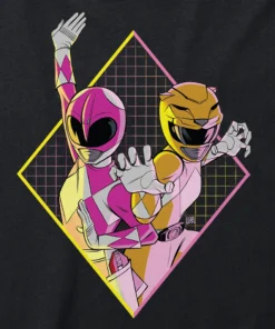 Super7 Mighty Morphin Power Rangers T-Shirt - Pink And Yellow Power Rangers Movies & TV