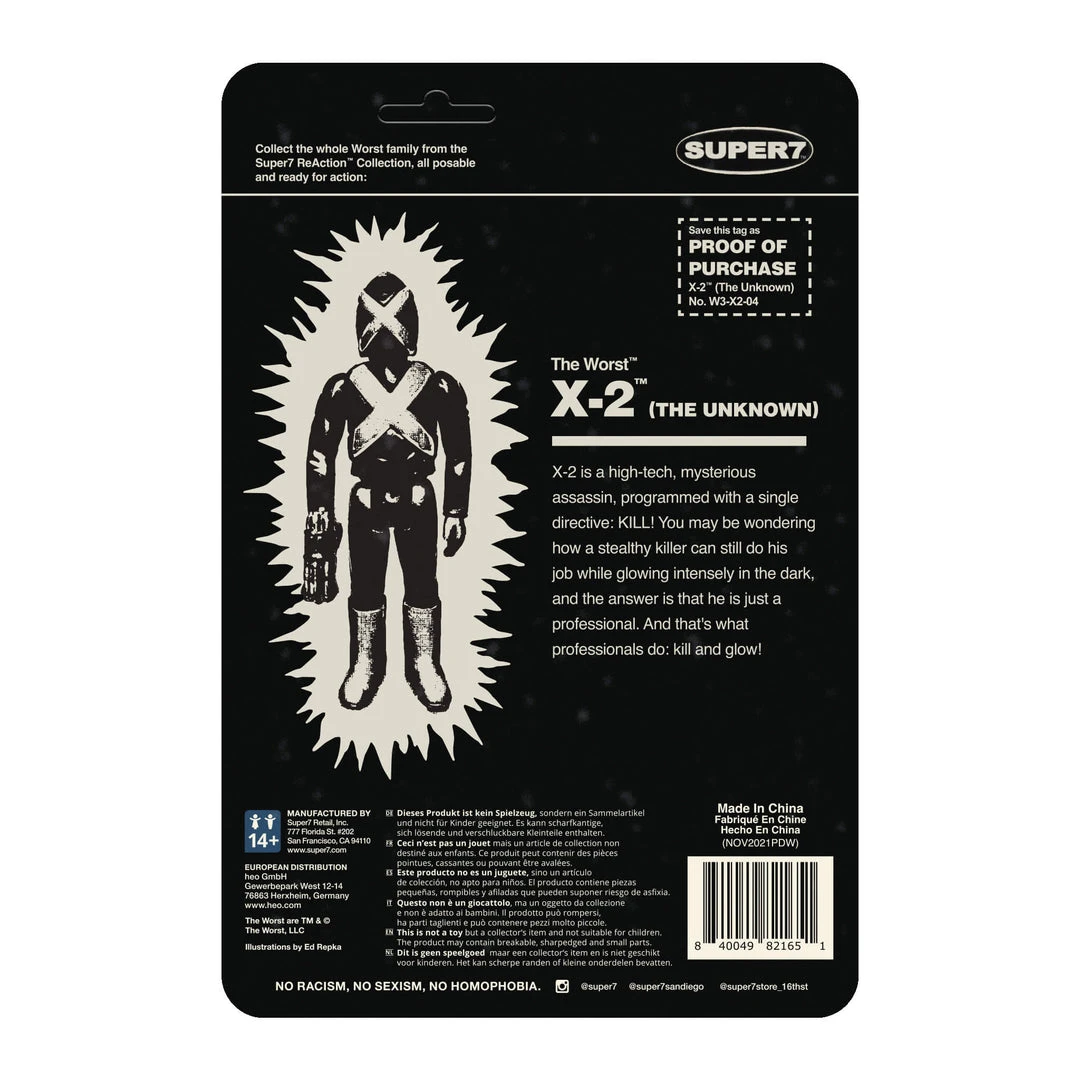 Super7 The Worst ReAction Figures Wave 3C - X-2 (REMCO Glow) SDCC 22 6 Super7 The Worst ReAction Figures Wave 3C - X-2 (REMCO Glow) SDCC 22